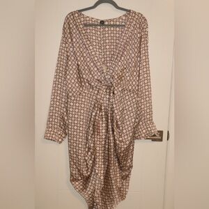 SHEIN Tan Wrap V-neck Knee-length Dress